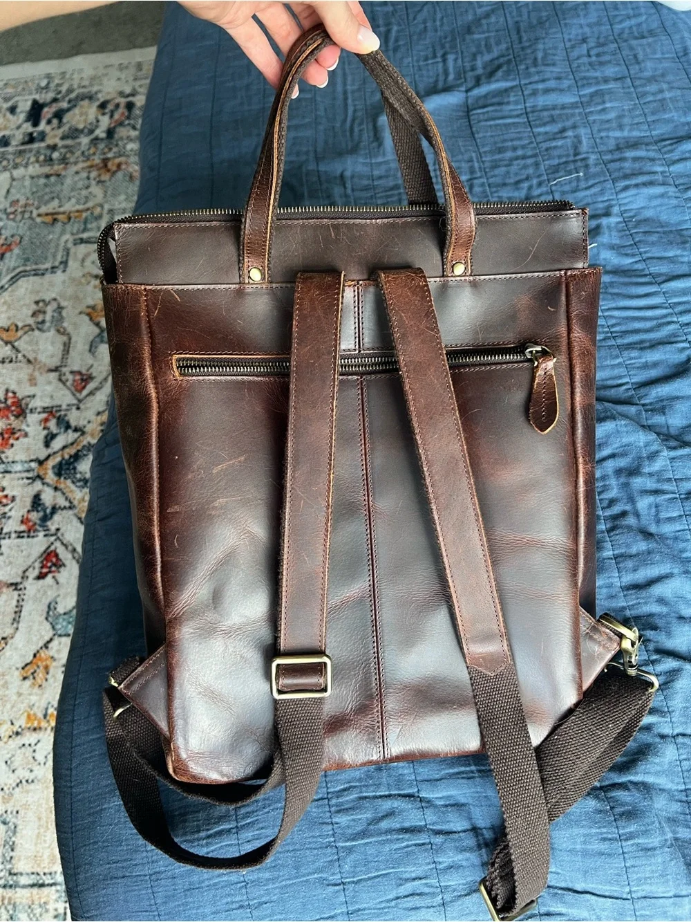 Genuine Leather Backpack 14” Laptop Holder